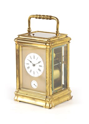 Lot 774 - T. MARTIN & CO. REGENT STREET, LONDON A 19TH CENTURY FRENCH GILT BRASS GORGE CASE PETITE SONNERIE CARRIAGE CLOCK