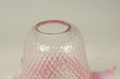 Lot 15 - A 19TH CENTURY PINK GLASS LAMP SHADE
