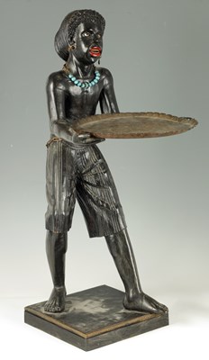 Lot 495 - A LATE 19TH CENTURY CARVED PAINTED BLACKAMOOR FIGURE