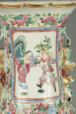 Lot 143 - A 19TH CENTURY CHINESE CANTON FAMILLE ROSE VASE OF LARGE SIZE