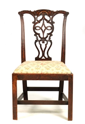 Lot 982 - A GEORGE III MAHOGANY CHIPPENDALE STYLE SIDE CHAIR