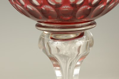 Lot 5 - A LARGE LATE 19TH CENTURY RUBY GLASS PRESENTATION GOBLET INSCRIBED JAMES MILLINGTON BY WEBB