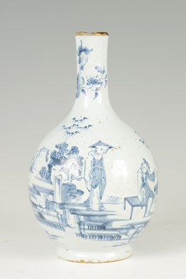 Lot 37 - AN 18TH CENTURY BLUE AND WHITE DELFT BOTTLE VASE