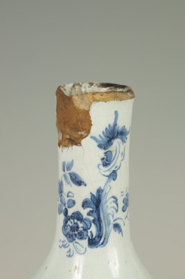 Lot 37 - AN 18TH CENTURY BLUE AND WHITE DELFT BOTTLE VASE
