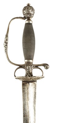 Lot 358 - AN ENGLISH GEORGE II SILVER HILTED SMALL-SWORD
