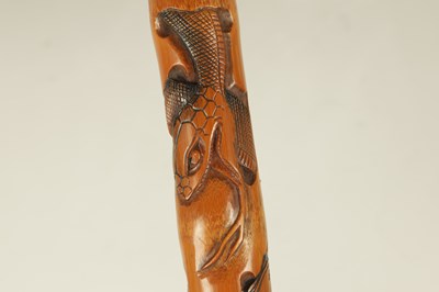 Lot 372 - A LATE 19TH CENTURY CHINESE CARVED BAMBOO SWORD STICK