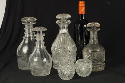 Lot 14 - A COLLECTION OF FOUR LATE GEORGIAN CUT GLASS DECANTERS