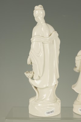 Lot 155 - TWO 19TH CENTURY CHINESE BLANC DE CHINE FIGURES