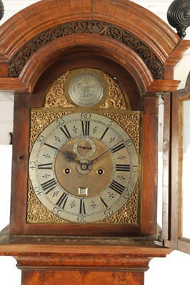 Lot 621 - FROMANTEEL & CLARKE.  AN EARLY 18TH CENTURY BURR WALNUT LONGCASE CLOCK