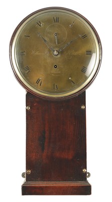 Lot 868 - WILLIAM HAND, LONDON. A RARE  GEORGE III 8” ENGRAVED BRASS DIAL WEIGHT DRIVEN TRUNK DIAL CLOCK