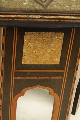 Lot 70 - AN EARLY 20TH CENTURY EASTERN ISLAMIC STYLE MOTHER OF PEARL INLAID HEXAGONAL SHAPED OCCASIONAL TABLE