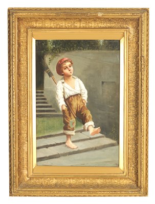 Lot 755 - A 19TH CENTURY OIL ON CANVAS DEPICTING A YOUNG BOY WHISTLING