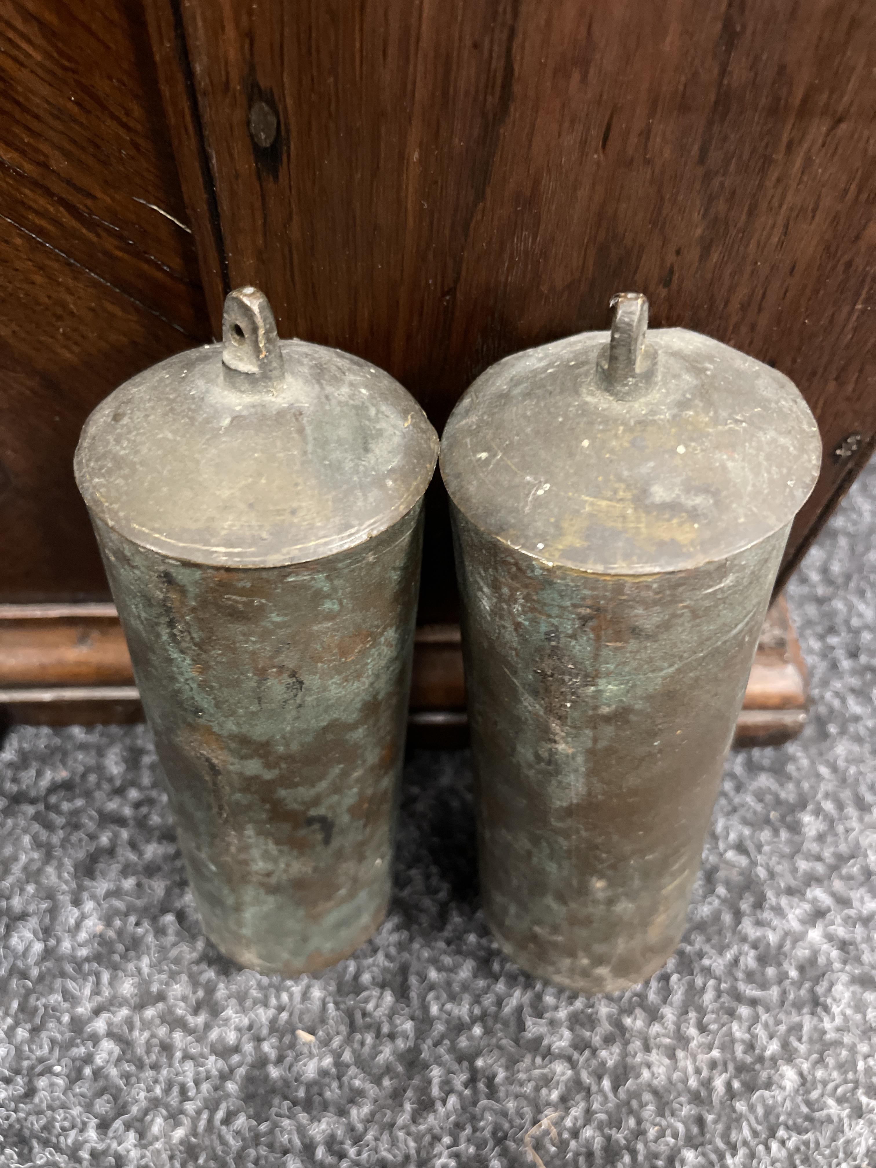 Lot 822 A PAIR OF 18TH CENTURY BRASS CASED LONGCASE