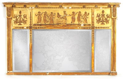 Lot 994 - A 19TH CENTURY GILT GESSO OVERMANTEL MIRROR