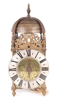 Lot 810 - RICHARD FENNEL, KENSINGTON  A LATE 17TH CENTURY BRASS LANTERN CLOCK