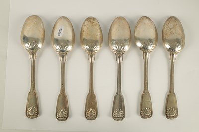 Lot 276 - A SET OF SIX REGENCY SILVER TABLESPOONS BY PAUL STORR