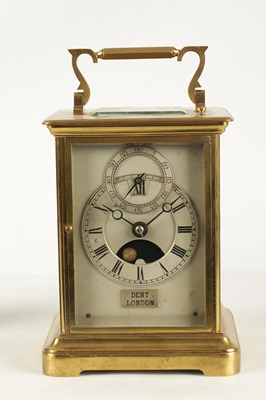 Lot 769 - A LATE 19TH CENTURY  GIANT ENGLISH DOUBLE FUSEE MOON PHASE REPEATING CARRIAGE CLOCK