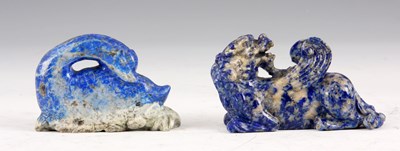 Lot 124 - TWO ORIENTAL CARVED LAPIS LAZULI of goose and...