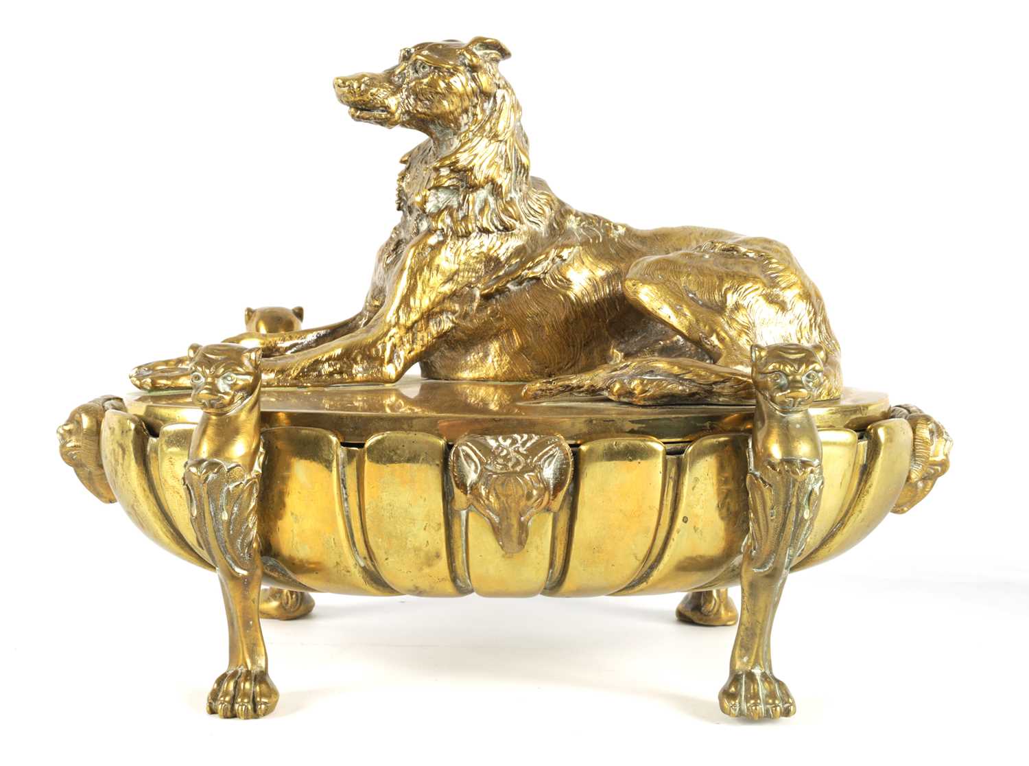 Lot 525 - A REGENCY GILT BRONZE INK STAND