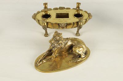 Lot 525 - A REGENCY GILT BRONZE INK STAND