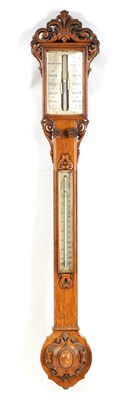 Lot 919 - EDWARD BRYAN, 24 CROSS STREET, MANCHESTER  A LATE 19TH CENTURY OAK STICK BAROMETER