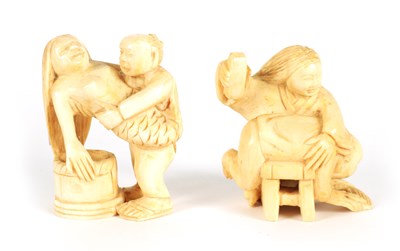 Lot 87 - TWO MEIJI PERIOD JAPANESE CARVED IVORY NETSUKES