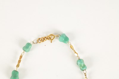 Lot 246 - TWO GOLD AND TURQUOISE NUGGET BRACELETS