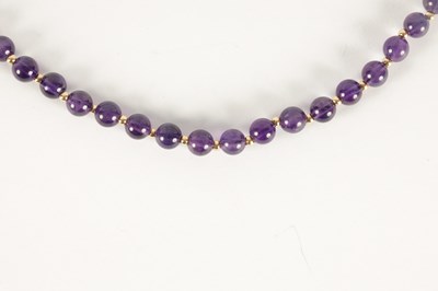 Lot 226 - A LADIES 14CT GOLD AMETHYST BEADED NECKLACE