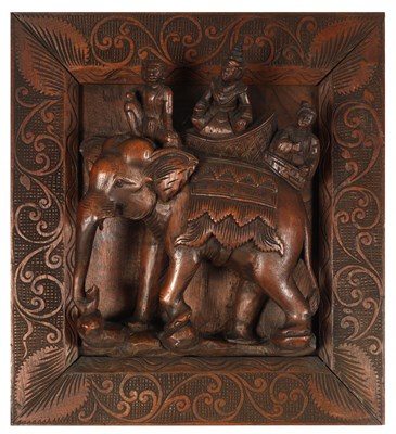 Lot 200 - A LATE 19TH CENTURY CARVED INDIAN WALL PLAQUE