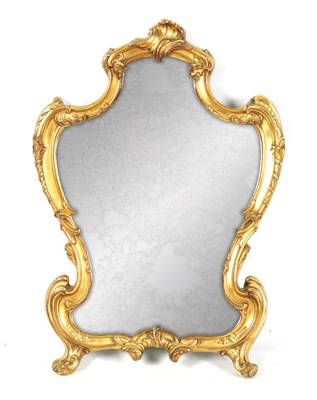 Lot 997 - A 19TH CENTURY FRENCH ROCOCO STYLE  GILT BRASS DRESSING TABLE MIRROR