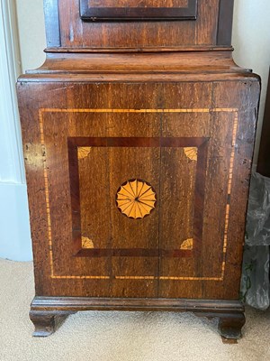 Lot 773 - JOHN MARR, RETFORD. A LATE GEORGE III OAK AND MAHOGANY OVAL DIAL LONGCASE CLOCK