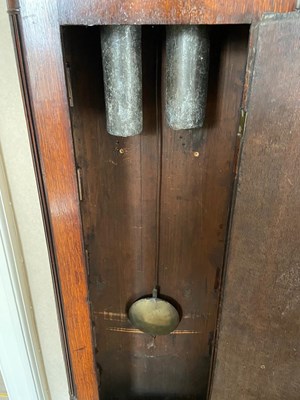 Lot 773 - JOHN MARR, RETFORD. A LATE GEORGE III OAK AND MAHOGANY OVAL DIAL LONGCASE CLOCK