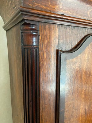 Lot 773 - JOHN MARR, RETFORD. A LATE GEORGE III OAK AND MAHOGANY OVAL DIAL LONGCASE CLOCK