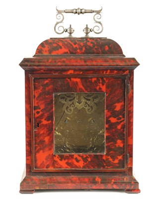 Lot 78 - HENRY MASSY, LONDON. A VERY FINE AND RARE QUEEN ANNE SILVER MOUNTED TORTOISESHELL VENEERED BRACKET CLOCK