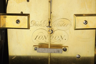 Lot 67 - DANIEL DELANDER, LONDON. A SMALL QUEEN ANNE EBONY VENEERED BRACKET TIMEPIECE WITH PULL QUARTER REPEAT