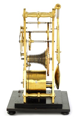 Lot 62 - CHARLES MACDOWALL, WAKEFIELD. A RARE WILLIAM IV MONTH DURATION PATENT HELIX LEVER SKELETON CLOCK CIRCA 1840