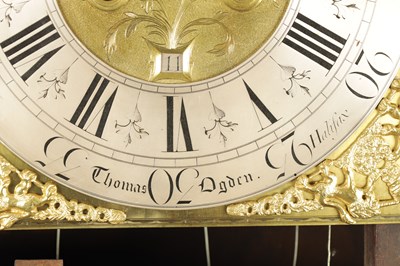 Lot 764 - THOMAS OGDEN, HALIFAX. A RARE GEORGE II WORLD TIME DIAL MAHOGANY LONGCASE CLOCK