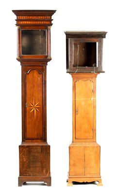 Lot 830 - TWO 18TH CENTURY OAK LONGCASE CLOCK CASES