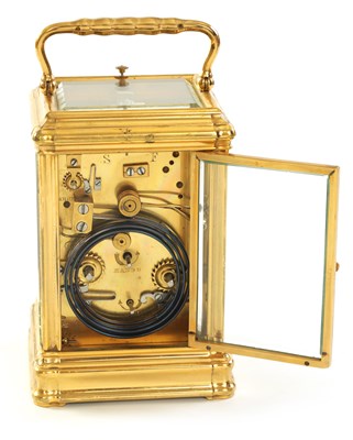 Lot 8 - A LATE 19TH CENTURY FRENCH GORGE CASE GRAND SONNERIE CARRIAGE CLOCK