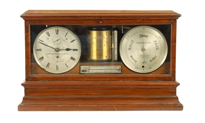 Lot 615 - T. ARMSTRONG & BRO. MANCHESTER. A LATE 19TH CENTURY WALNUT CASED WEATHER STATION BAROGRAPH