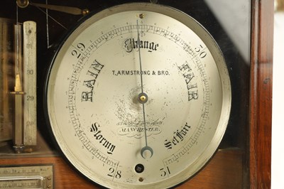 Lot 615 - T. ARMSTRONG & BRO. MANCHESTER. A LATE 19TH CENTURY WALNUT CASED WEATHER STATION BAROGRAPH