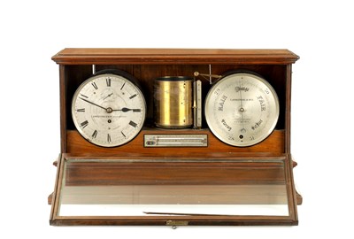Lot 615 - T. ARMSTRONG & BRO. MANCHESTER. A LATE 19TH CENTURY WALNUT CASED WEATHER STATION BAROGRAPH