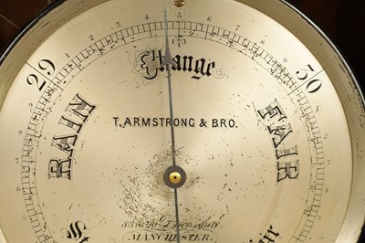 Lot 615 - T. ARMSTRONG & BRO. MANCHESTER. A LATE 19TH CENTURY WALNUT CASED WEATHER STATION BAROGRAPH
