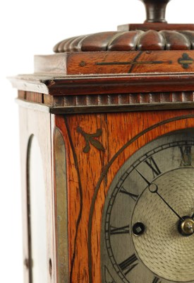 Lot 66 - JAMES GOWLAND, LEATHERSELLERS BUILDINGS, LONDON WALL. A SMALL WILLIAM IV ROSEWOOD DOUBLE FUSEE MANTEL CLOCK