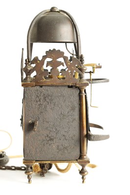 Lot 58 - G PECQUET A PARIS. A SMALL AND VERY ORIGINAL EARLY 18TH CENTURY FRENCH LANTERN CLOCK