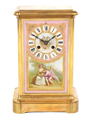 Lot 793 - A LATE 19TH CENTURY FRENCH ORMOLU AND PORCELAIN PANELLED MANTEL CLOCK