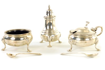 Lot 399 - A CASED SILVER CRUET SET