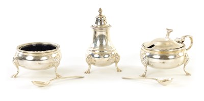 Lot 435 - A CASED SILVER CRUET SET