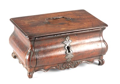 Lot 649 - A LATE 17TH CENTURY CONTINENTAL BOMBE SHAPED WALNUT CASKET