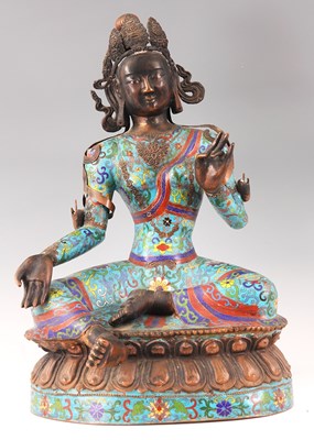 Lot 138 - A LARGE 19th CENTURY CHINESE CLOISONNE BUDHA...